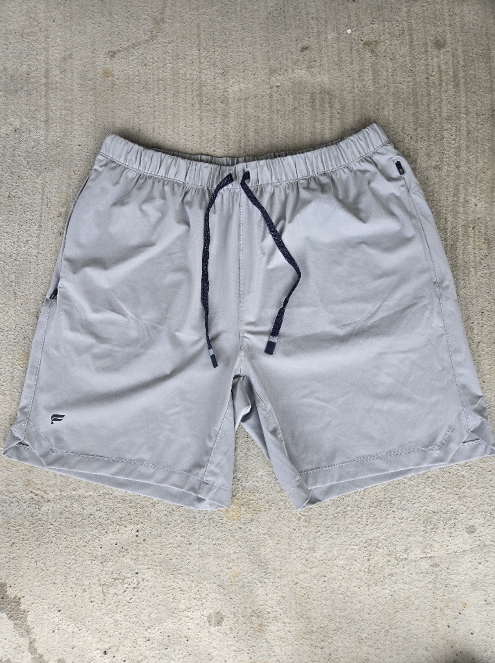 Fabletics Men's Light Gray Athletic Shorts with Navy Drawstring New Without Tag